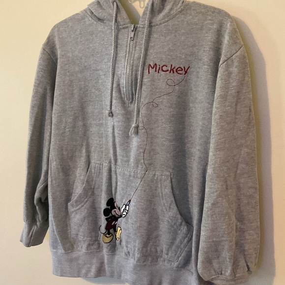 Classic gray DISNEY 1/4 Zip Gray Mickey Mouse Hoodie - Picture 1 of 5